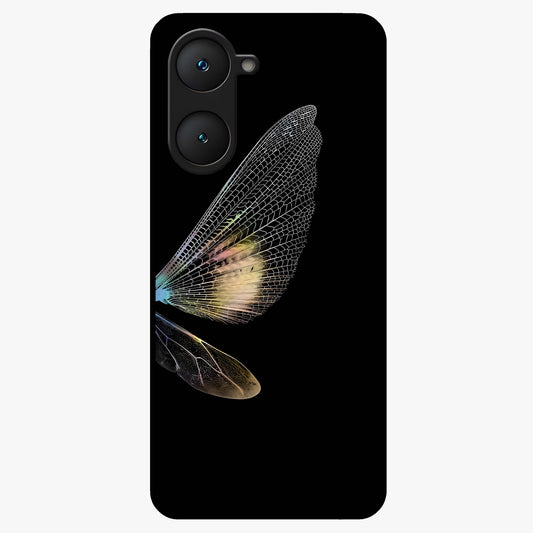 Whispers Of Wings Glass Case showing flat back view with graceful wing inspired artwork and glossy glass finish.