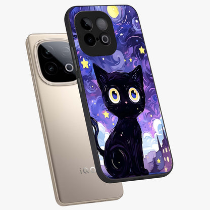 Abstract Cat Art Glass Case displayed in angled mockup highlighting modern abstract cat artwork and sleek glass surface.