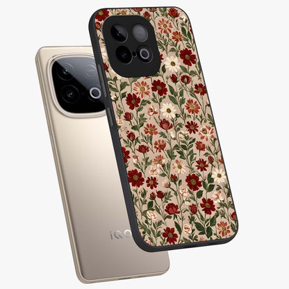 Biege Flower With Leaf Glass Case displayed in angled mockup highlighting minimal floral leaf design and elegant aesthetic.