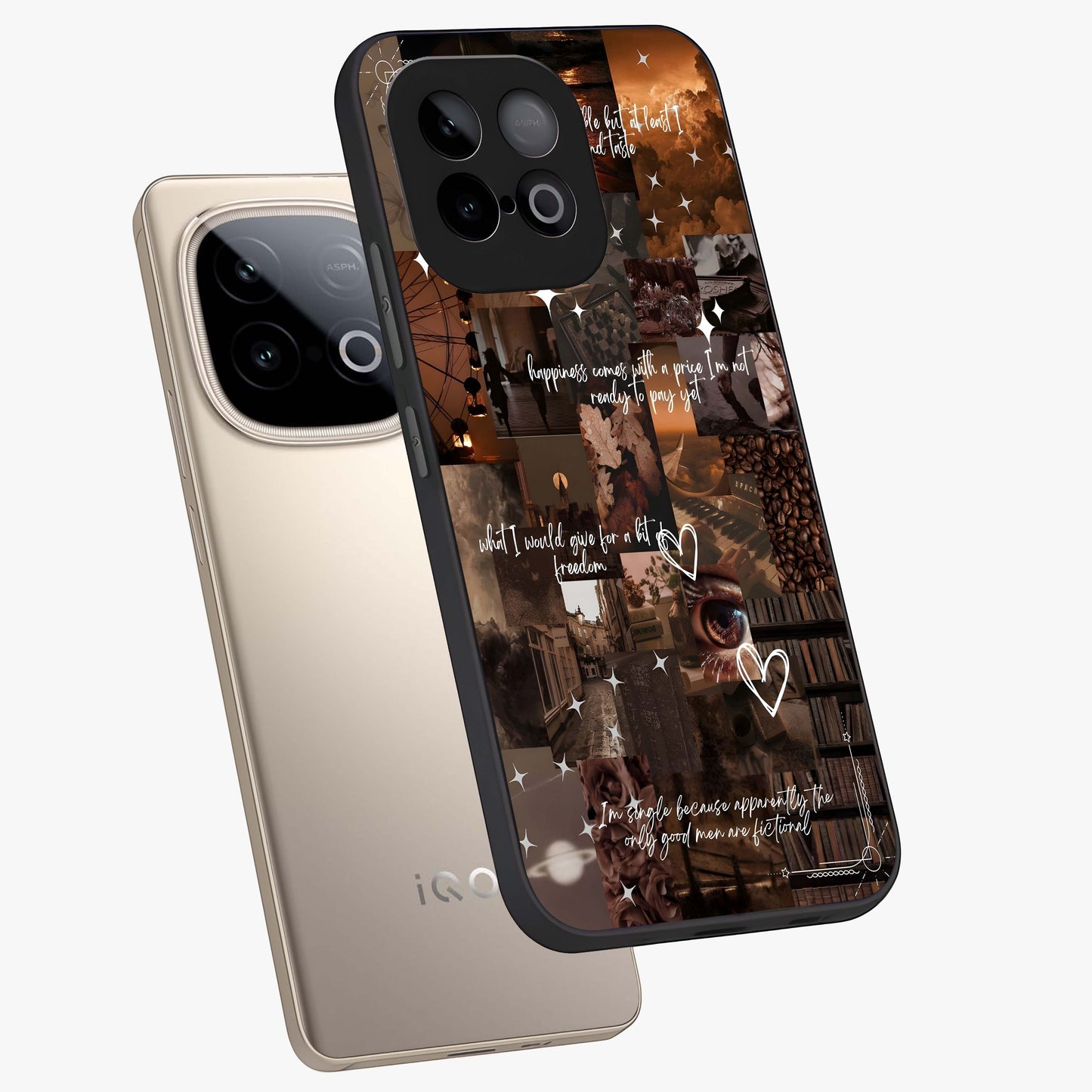 Bittersweet Aesthetic Chaos Glass Case displayed in angled mockup highlighting expressive abstract artwork and edgy aesthetic theme.