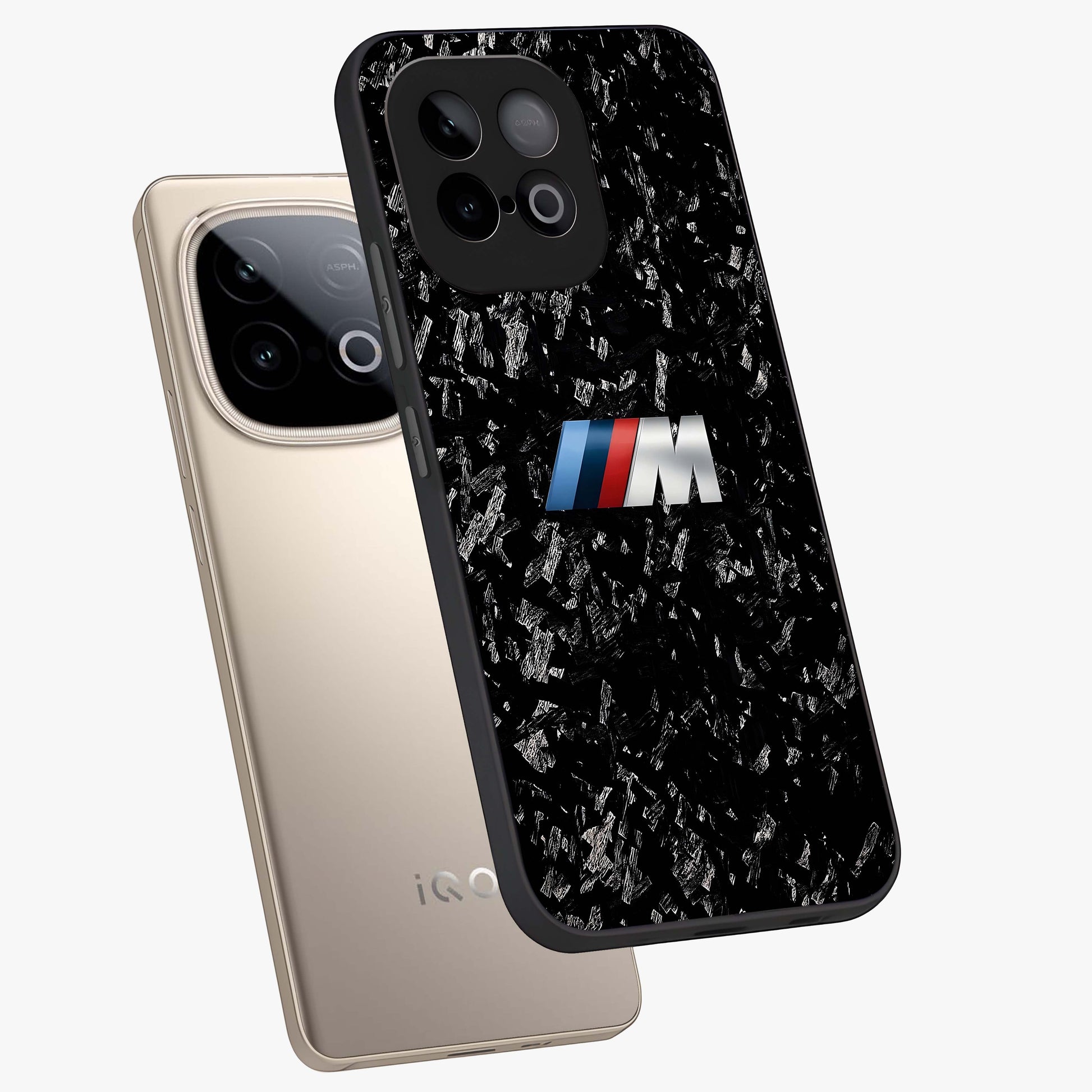 Carbon Speed Mark Glass Case displayed in angled mockup highlighting racing inspired carbon design and sleek aesthetic style.