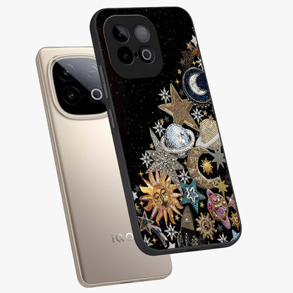Cosmic Sparkle Dreams Glass Case displayed in angled mockup highlighting dreamy star sparkle design with celestial aesthetic.