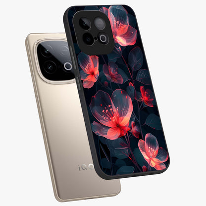 Dark Shade of Flower Glass Case displayed in angled mockup highlighting moody floral illustration with aesthetic dark tones.
