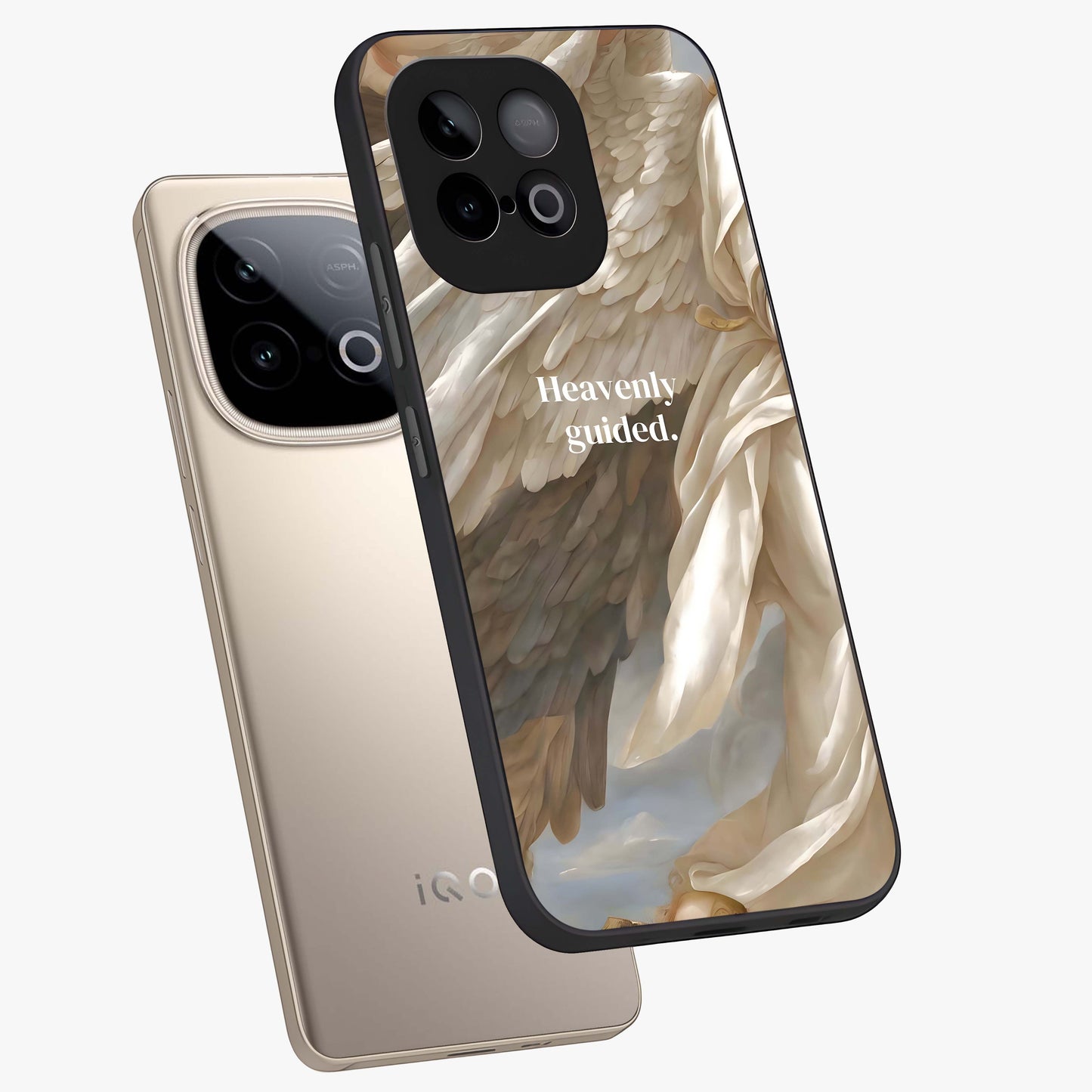 Divine Winged Grace Glass Case displayed in angled mockup highlighting graceful wing design with divine aesthetic style.