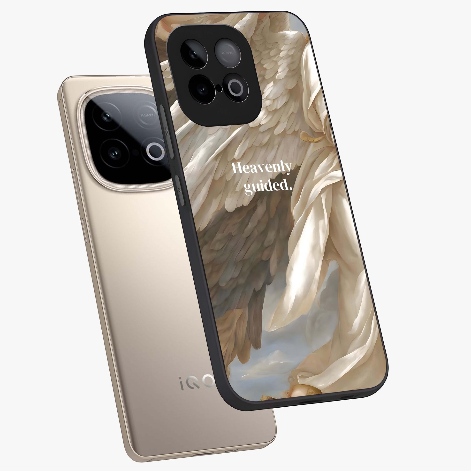 Divine Winged Grace Glass Case displayed in angled mockup highlighting graceful wing design with divine aesthetic style.