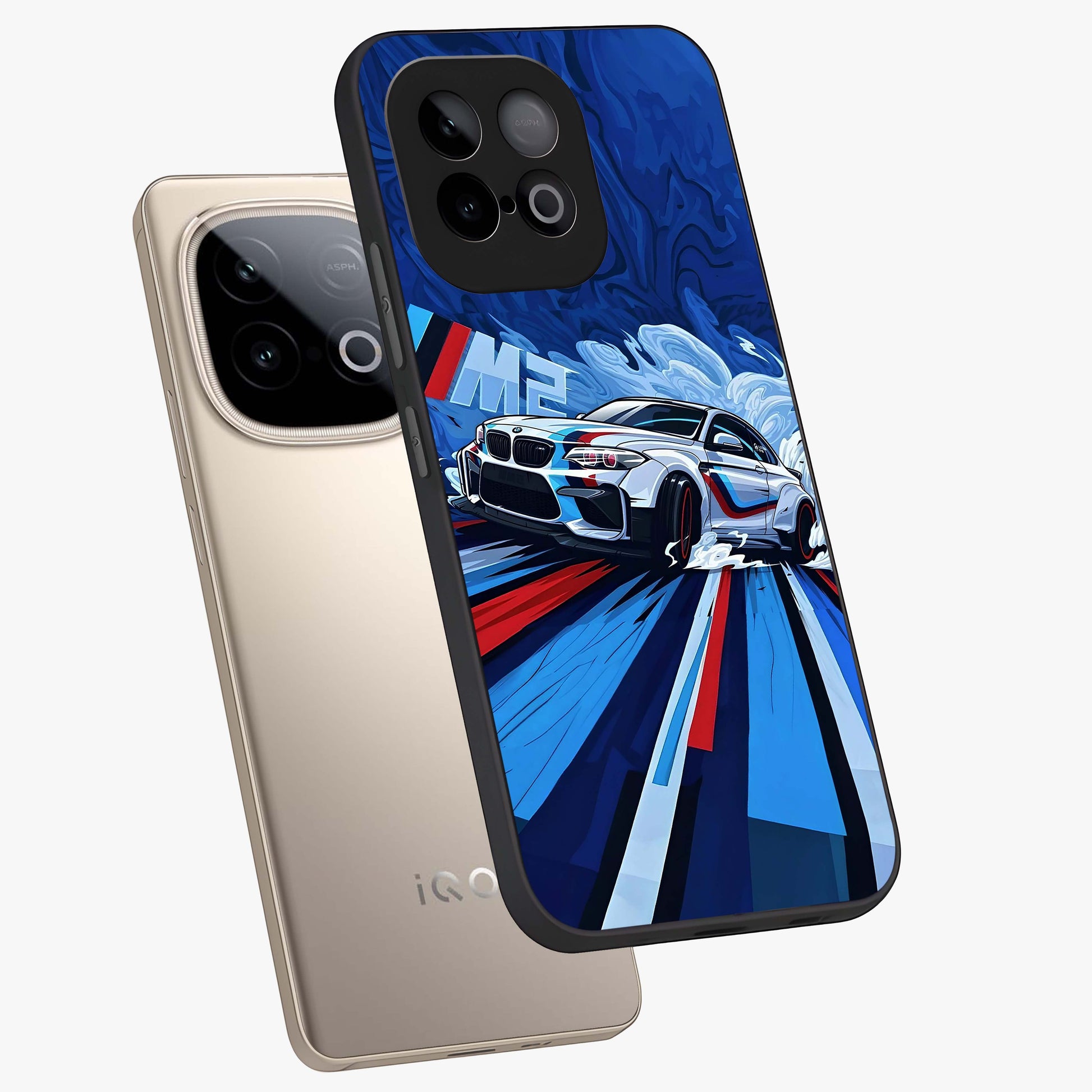 Drift Power Rush Glass Case displayed in angled mockup highlighting powerful drift car design with sporty aesthetic style.
