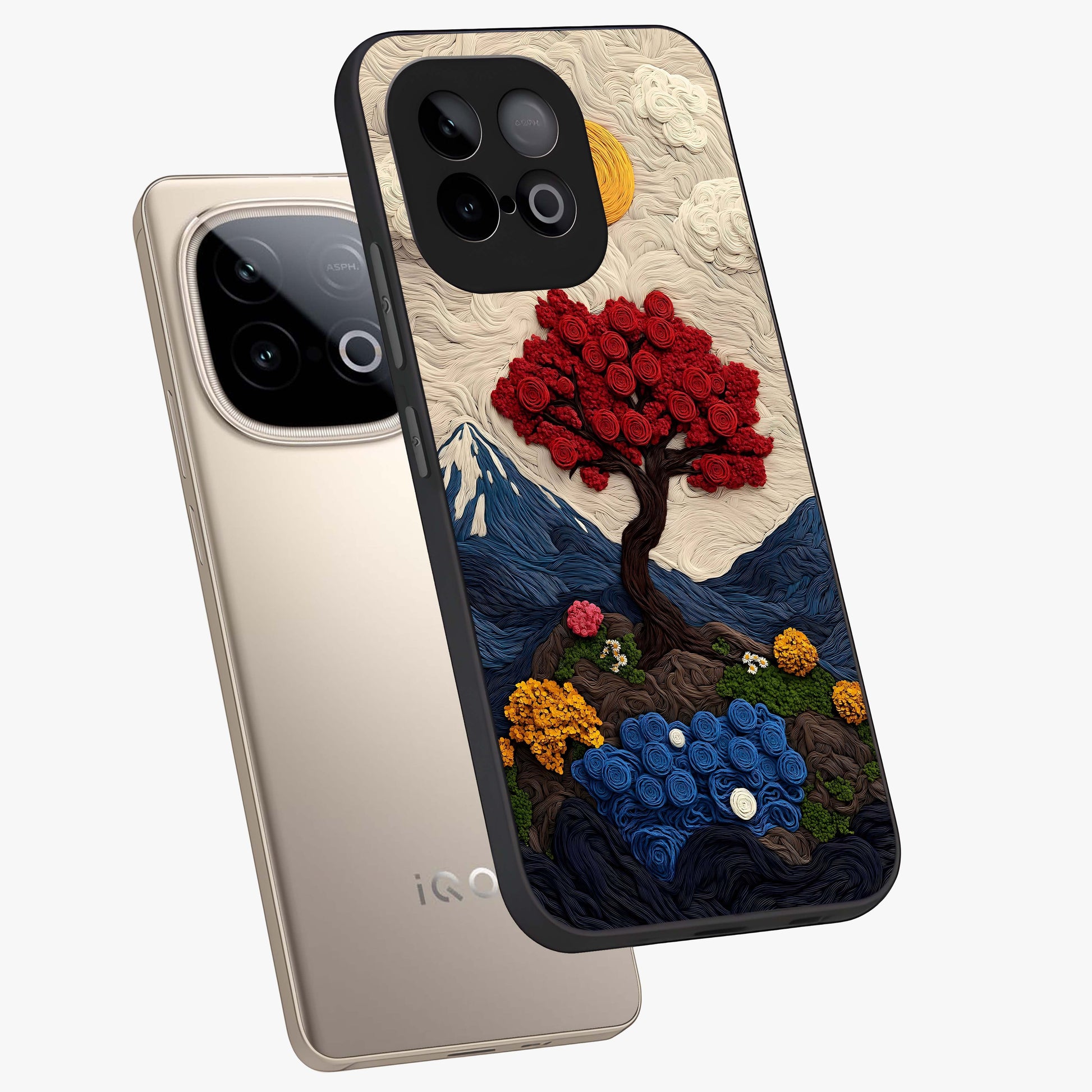 Eternal Nature Tapestry Glass Case displayed in angled mockup highlighting detailed botanical pattern with artistic aesthetic.