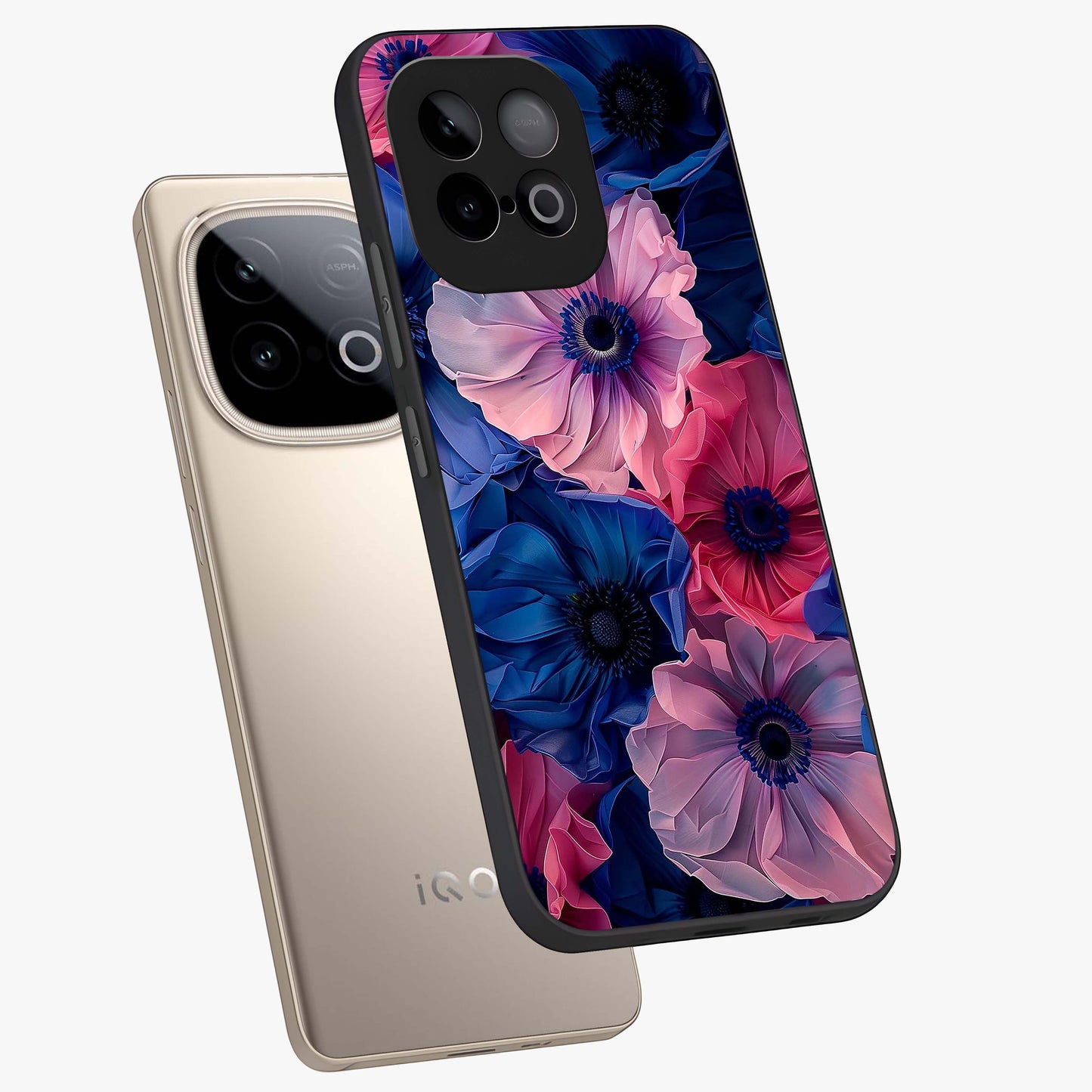Flower Paper Art Pattern Glass Case displayed in angled mockup highlighting layered paper flower design with artistic aesthetic.