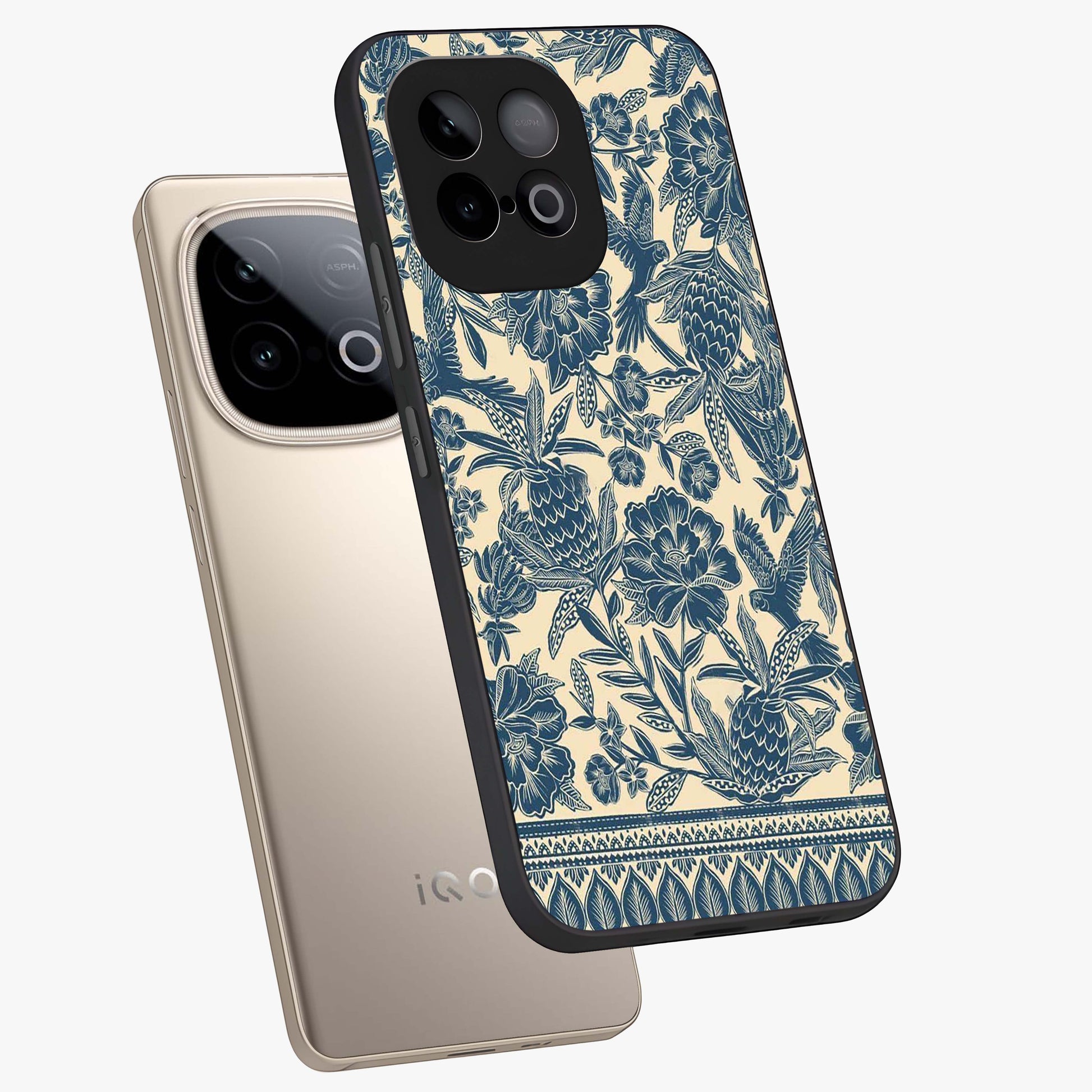 Heirloom Wild Bloom Glass Case displayed in angled mockup highlighting botanical bloom design with classic aesthetic style.