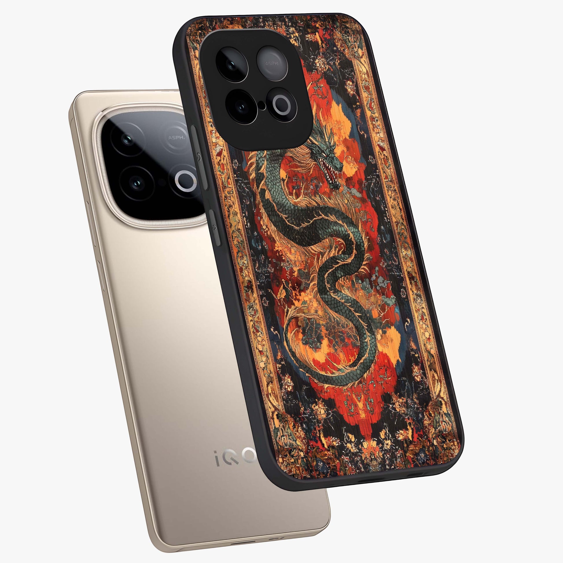 Inferno Dragon Soul Glass Case displayed in angled mockup highlighting powerful dragon illustration with inferno aesthetic.