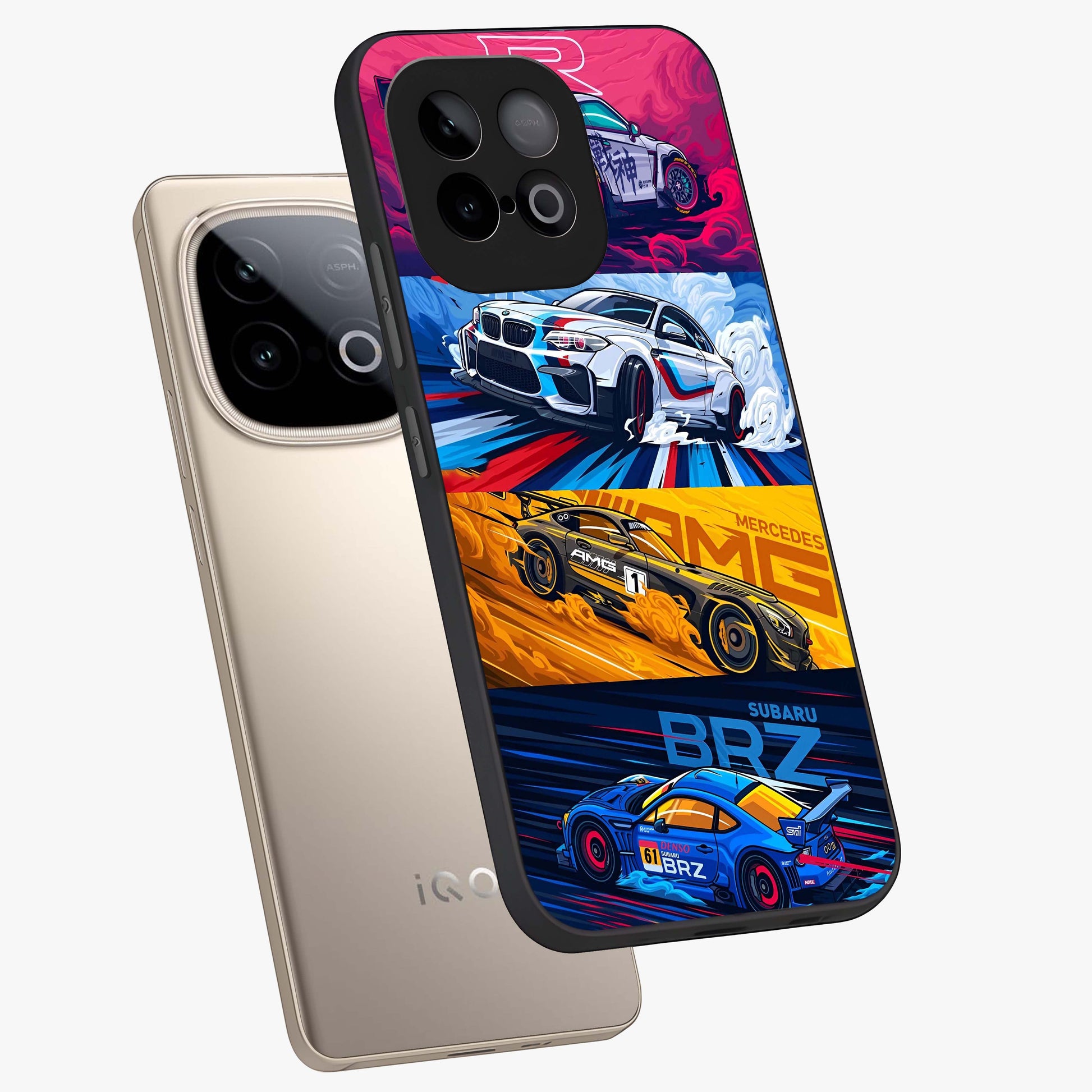 JDM Sports Car Glass Case displayed in angled mockup highlighting sleek Japanese racing car design with automotive aesthetic.