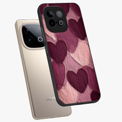 Layered Paper Hearts Glass Case displayed in angled mockup highlighting creative paper craft heart design with romantic aesthetic.