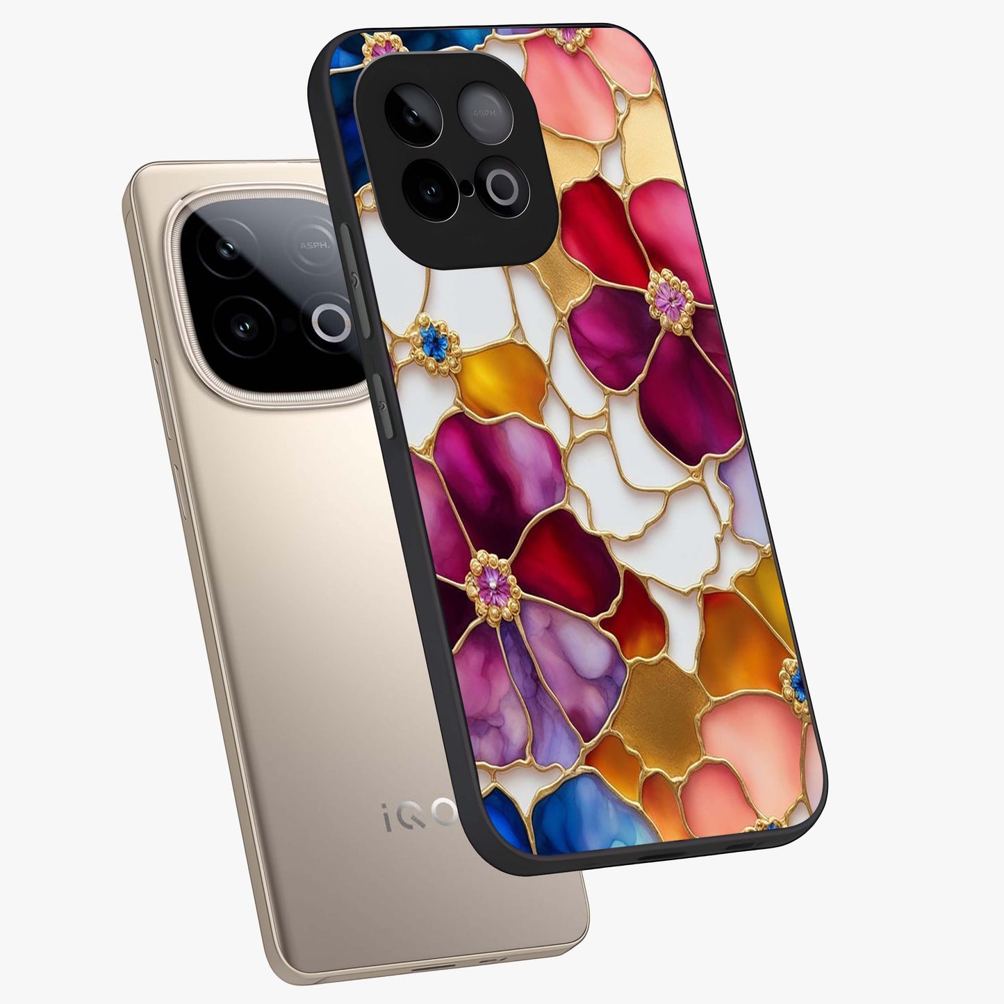Marble Flower Pattern Glass Case displayed in angled mockup highlighting elegant marble floral design with modern aesthetic.
