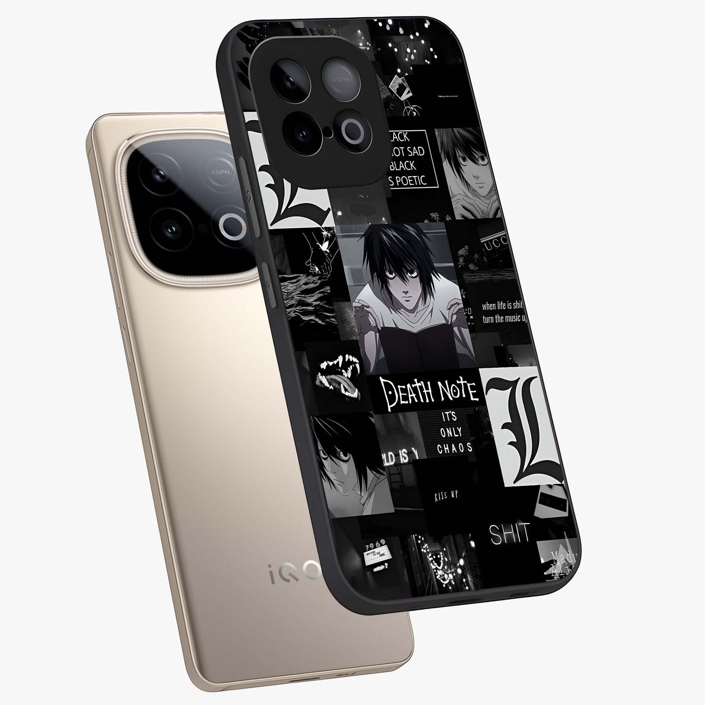 Midnight Chaos Mind Glass Case displayed in angled mockup highlighting chaotic artistic design with dramatic midnight aesthetic.