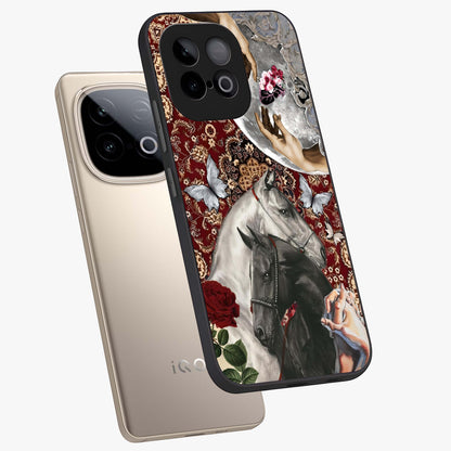 Moonlit Royal Stallion Glass Case displayed in angled mockup highlighting powerful stallion illustration with royal night aesthetic.