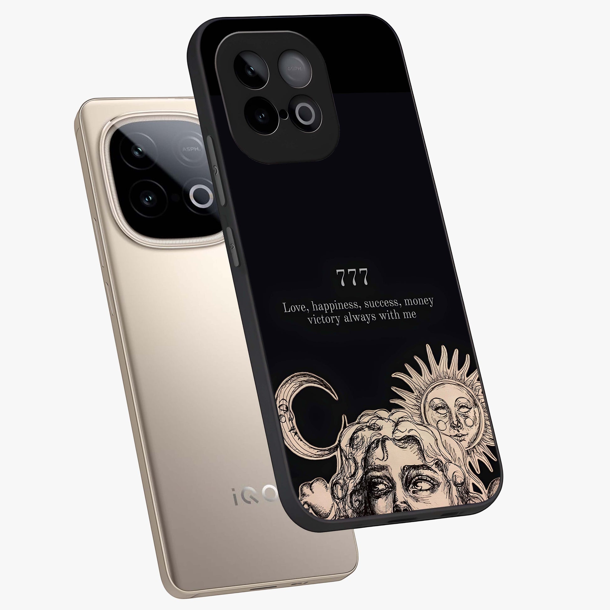 Mystic Victory Aura Glass Case displayed in angled mockup highlighting energetic aura design with bold mystical aesthetic.