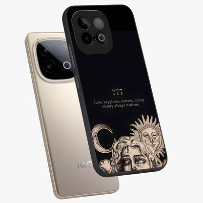 Mystic Victory Aura Glass Case displayed in angled mockup highlighting energetic aura design with bold mystical aesthetic.