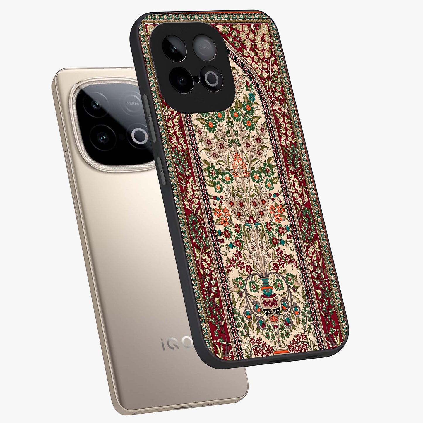 Persian Inspired Glass Case displayed in angled mockup highlighting intricate traditional design with elegant cultural aesthetic.