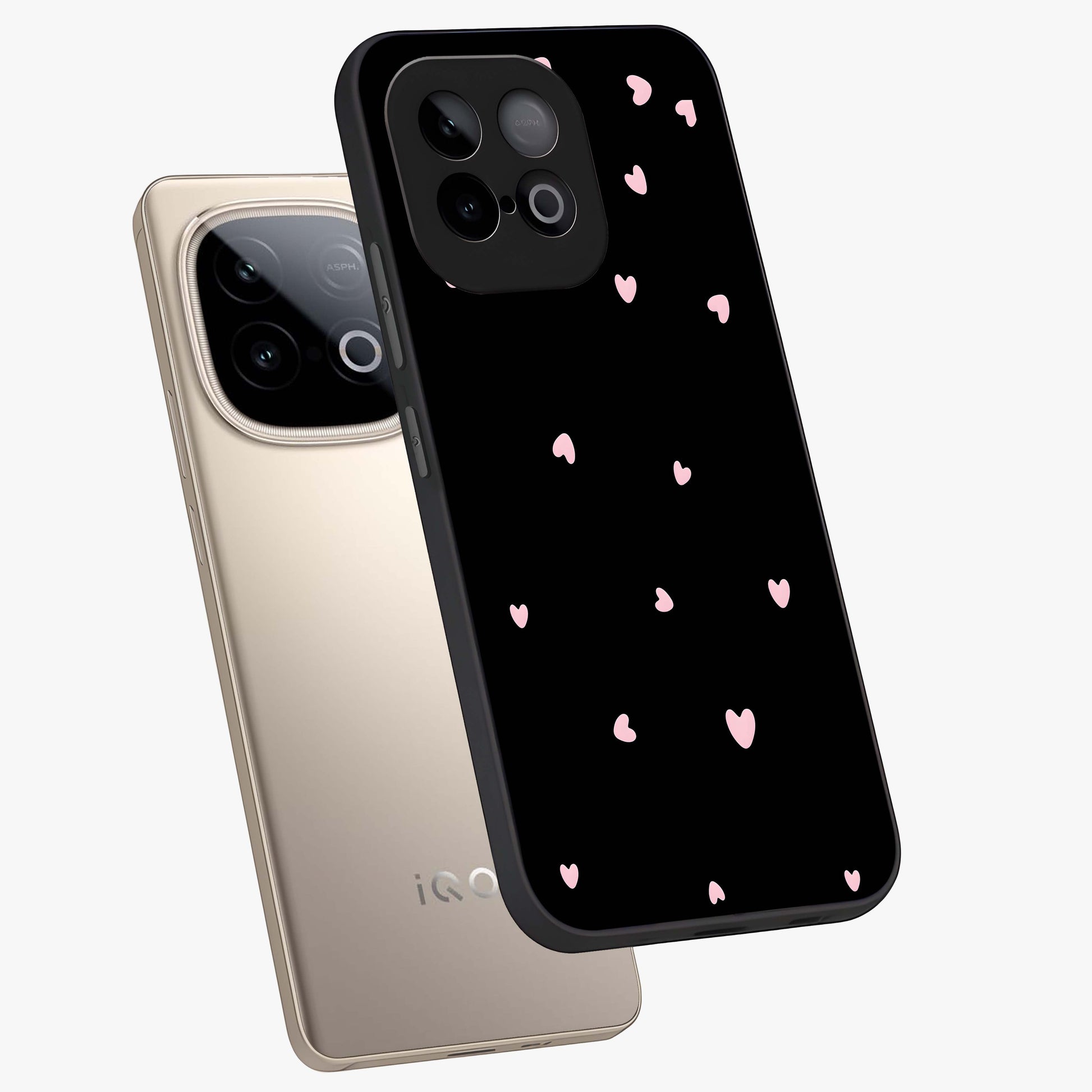 Pink Love Drops Glass Case displayed in angled mockup highlighting cute love drop design with vibrant pink aesthetic.