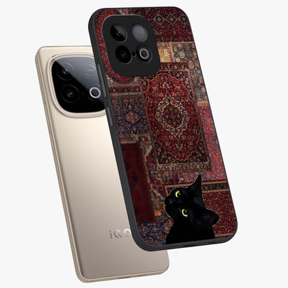 Regal Magic Cat Apple Glass Case displayed in angled mockup highlighting whimsical feline design with fantasy aesthetic.