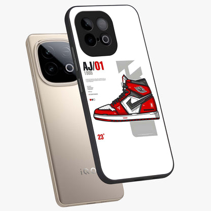 Retro Sneaker Blueprint Glass Case displayed in angled mockup highlighting detailed shoe design with sporty retro aesthetic.