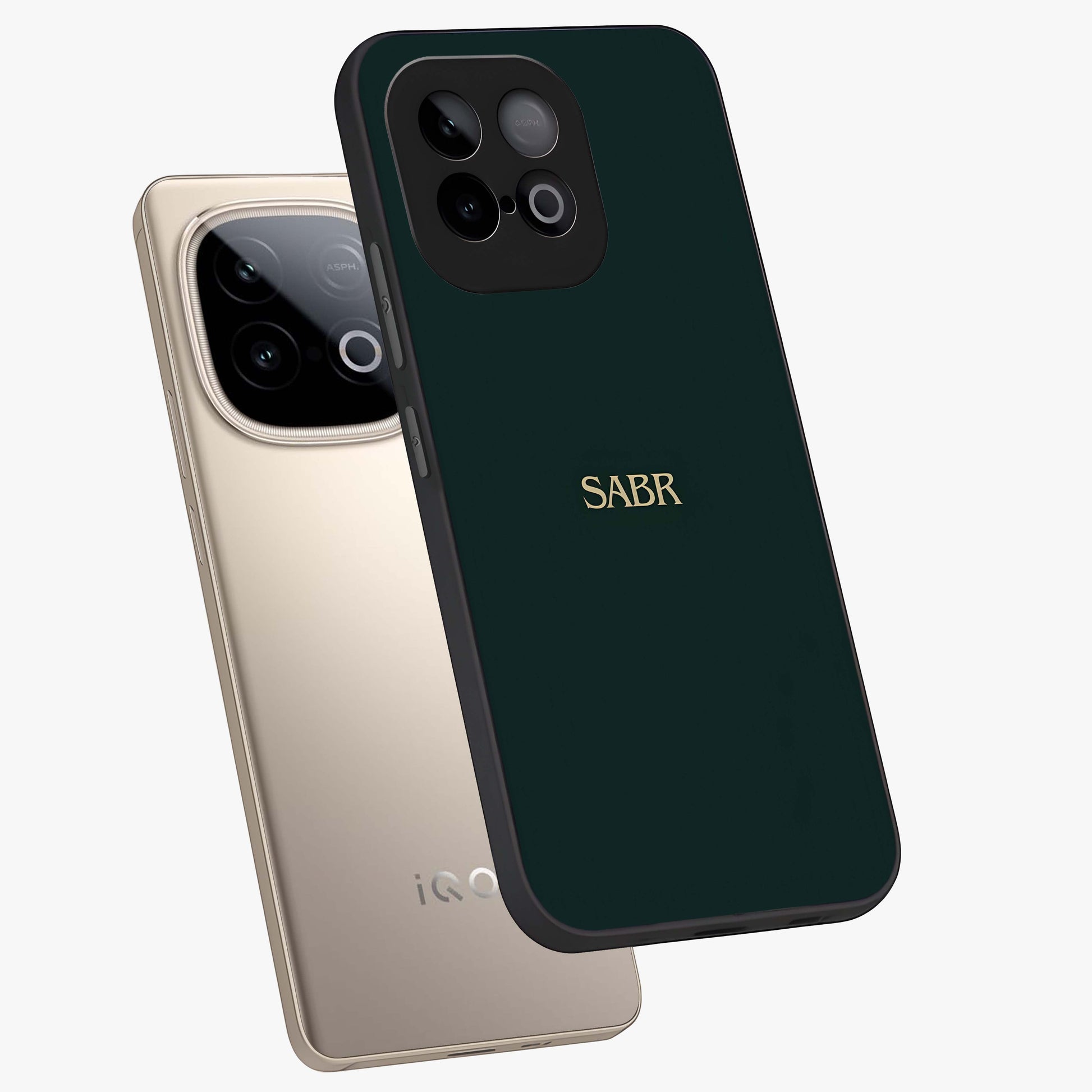 Sabr Minimal Patience Glass Case displayed in angled mockup highlighting simple inspirational design with clean aesthetic style.