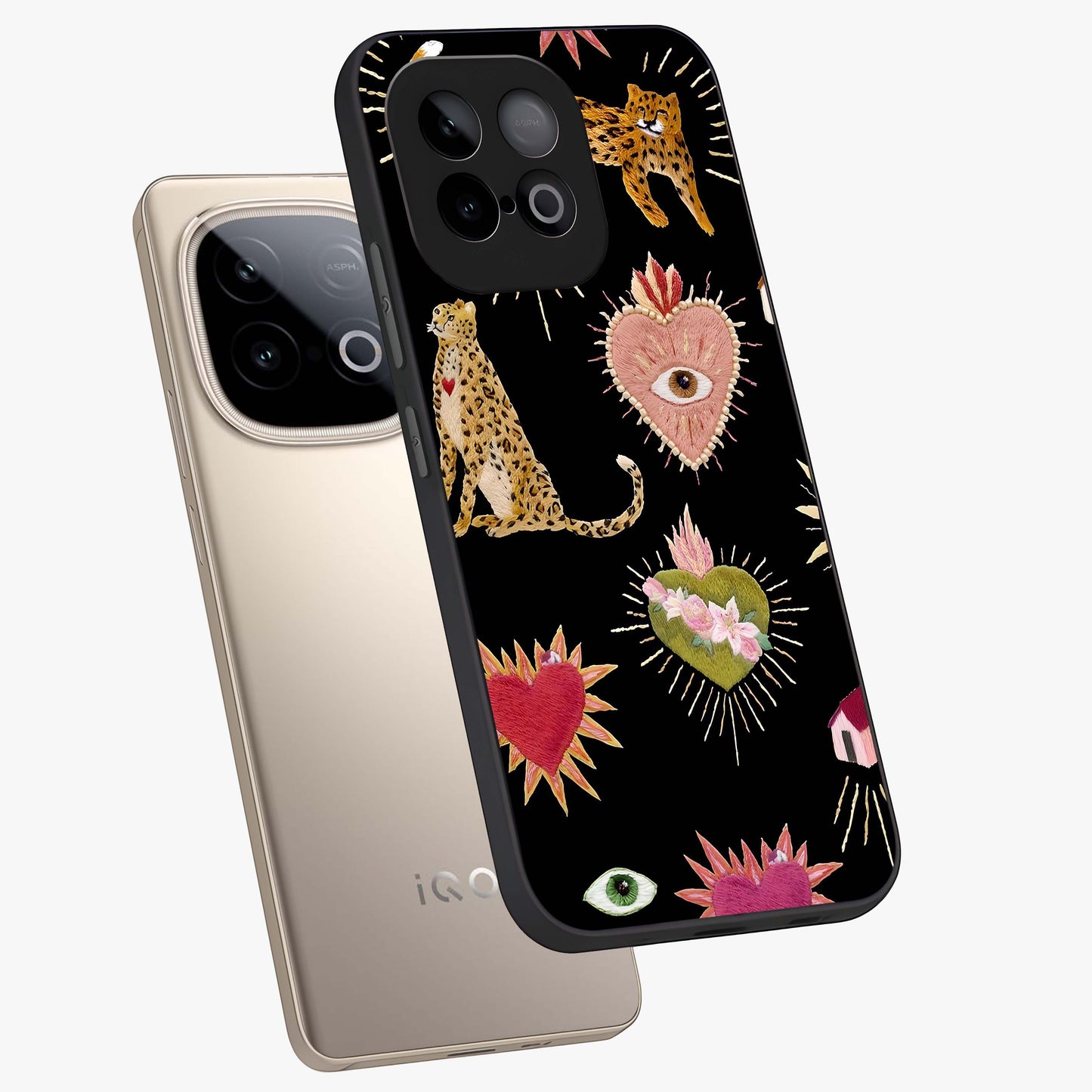 Sacred Jungle Heart Glass Case displayed in angled mockup highlighting lush tropical design with natural aesthetic style.