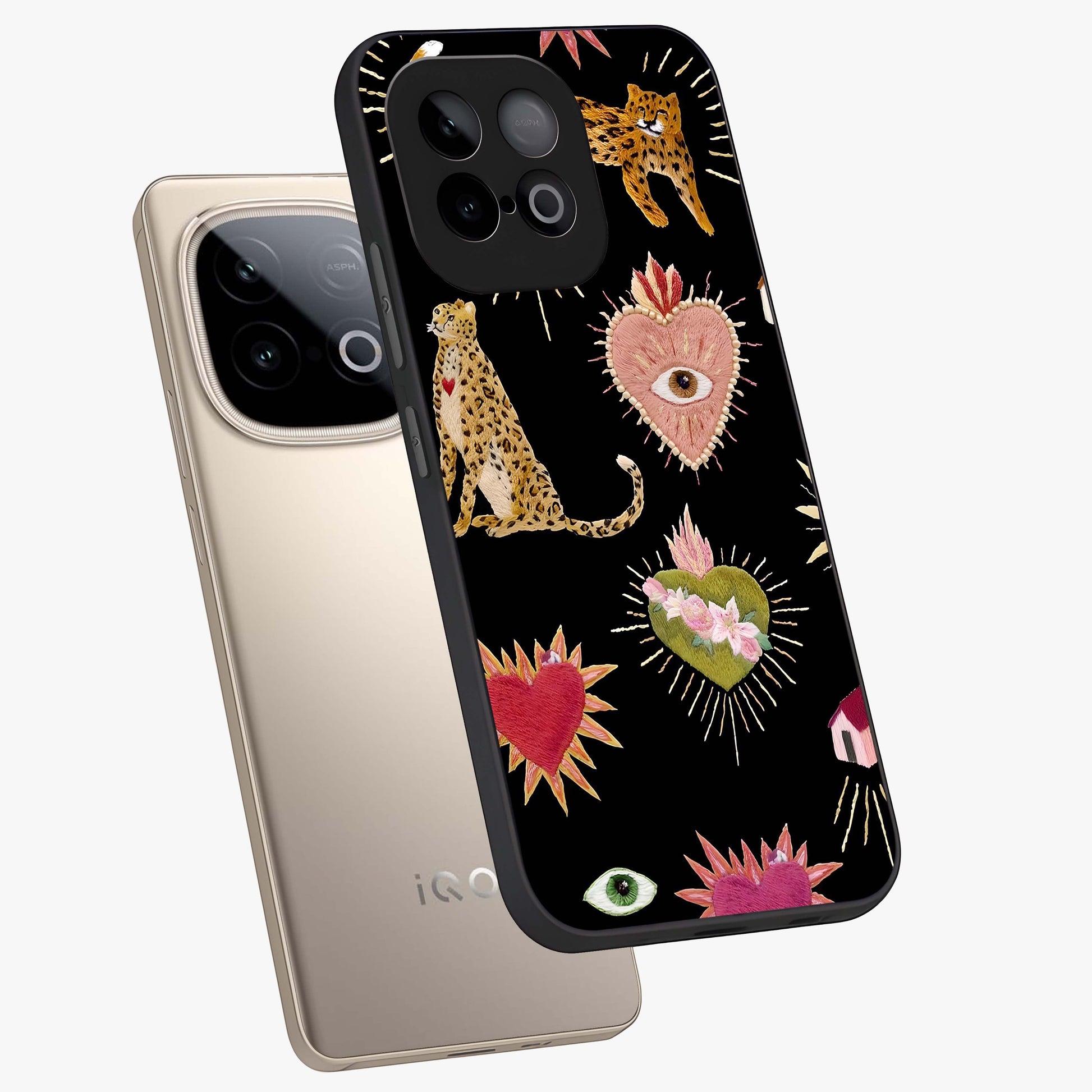 Sacred Jungle Heart Glass Case displayed in angled mockup highlighting lush tropical design with natural aesthetic style.