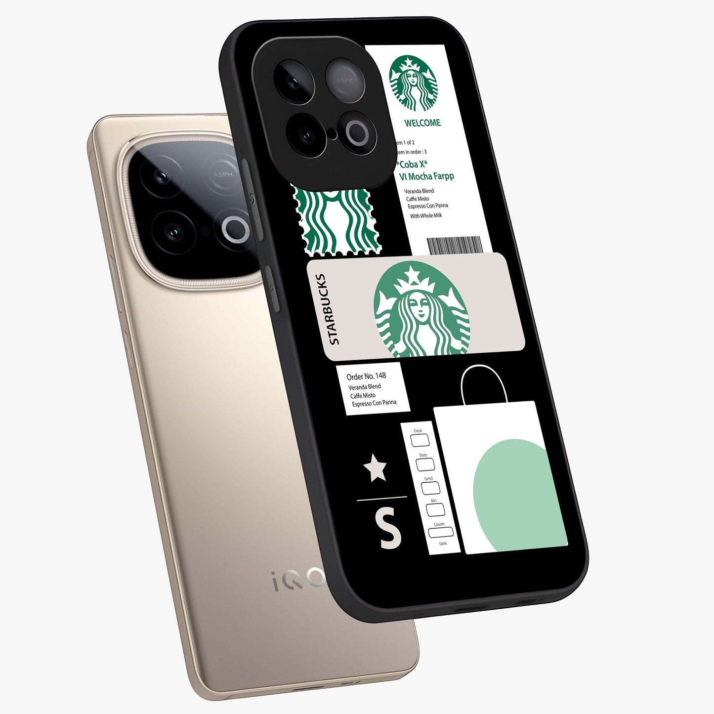 Starbucks Mocha Glass Case displayed in angled mockup highlighting stylish mocha themed design with cozy café aesthetic.