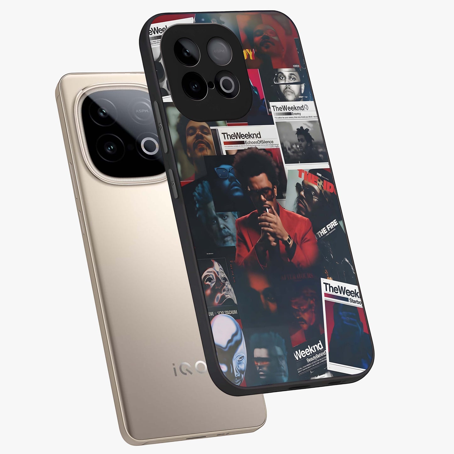 The Weeknd Glass Case displayed in angled mockup highlighting stylish pop culture inspired design with modern aesthetic.