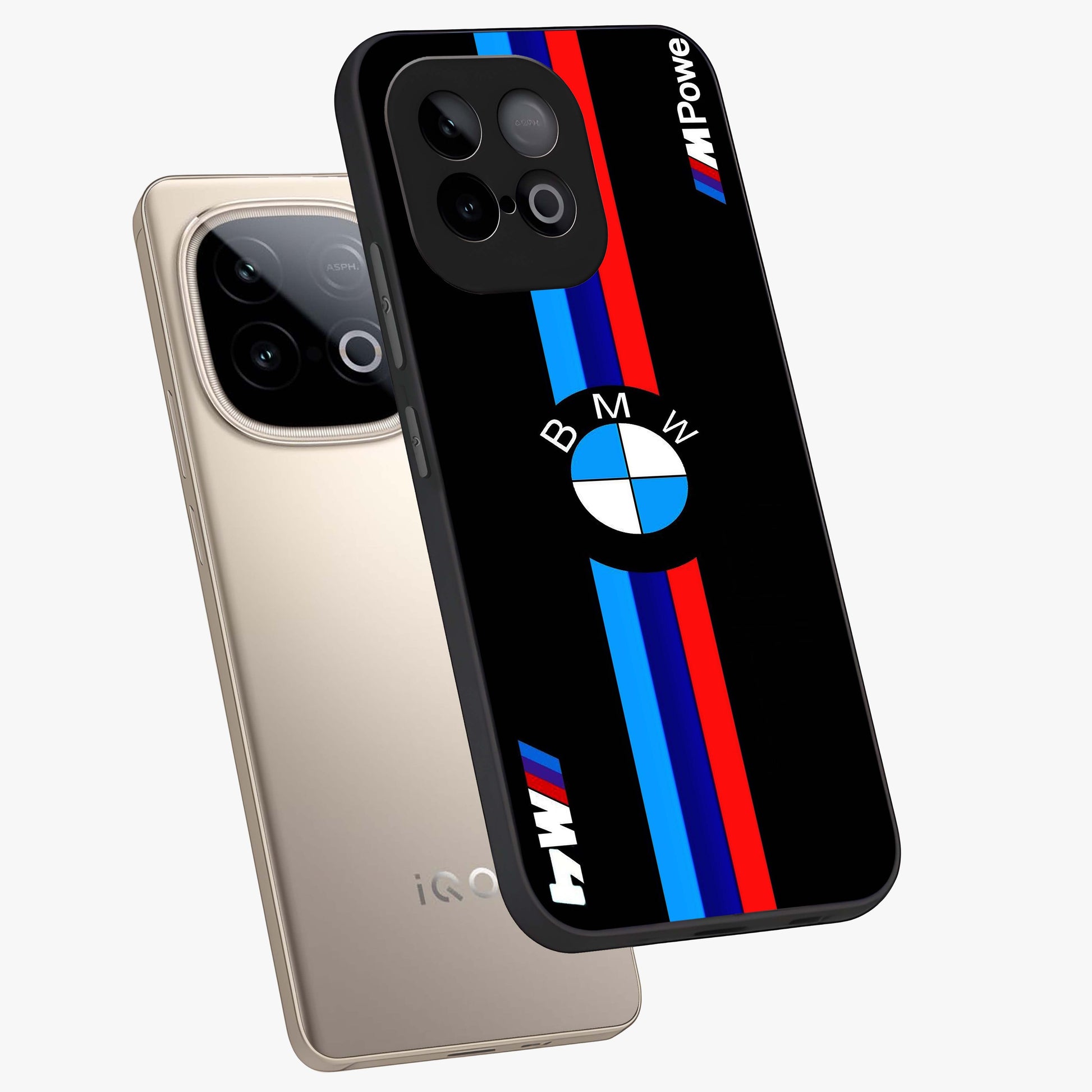 Turbo BMW Beast Glass Case displayed in angled mockup highlighting sleek racing car design with bold automotive aesthetic.