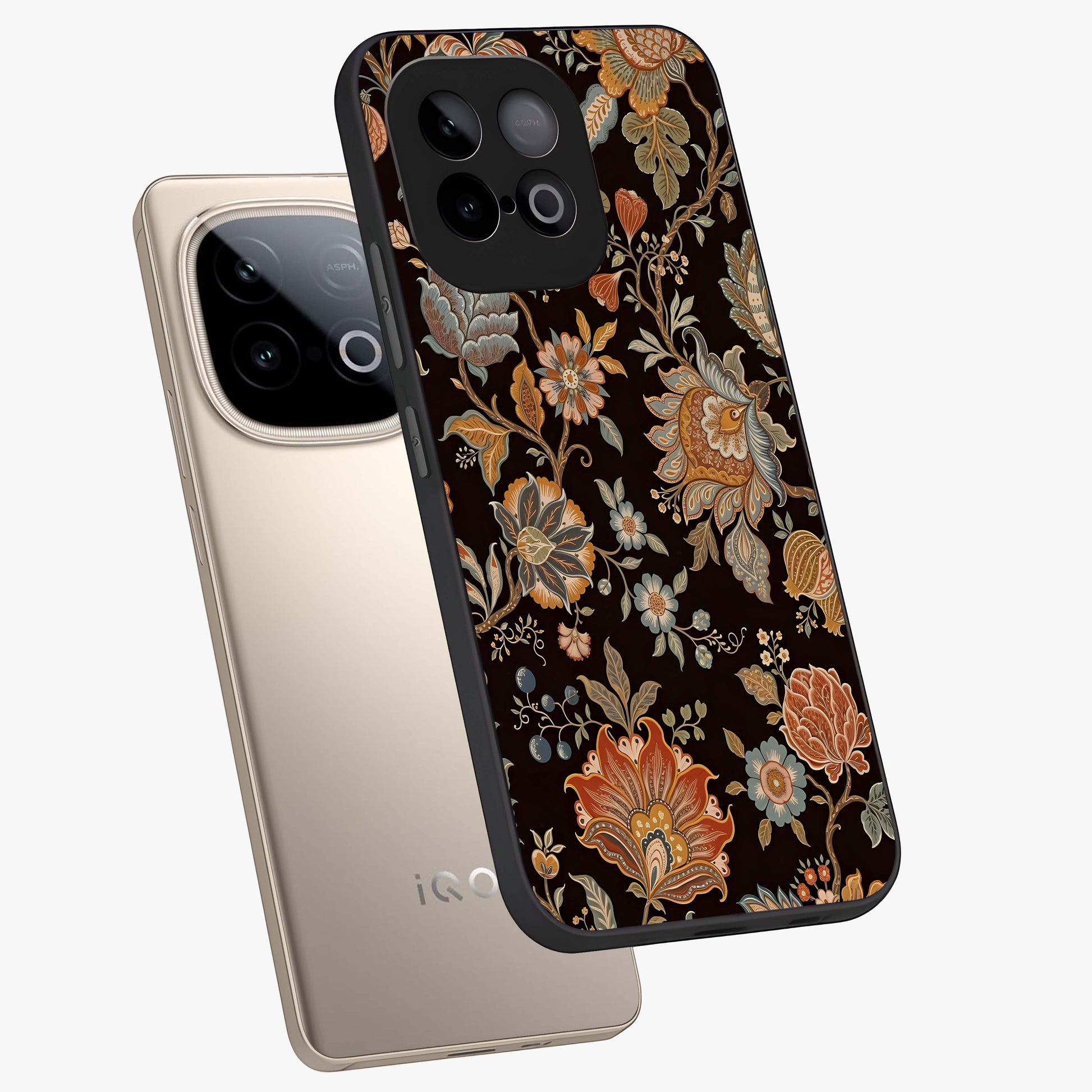 Vintage Floral Dream Glass Case displayed in angled mockup highlighting elegant vintage flower design with soft aesthetic style.