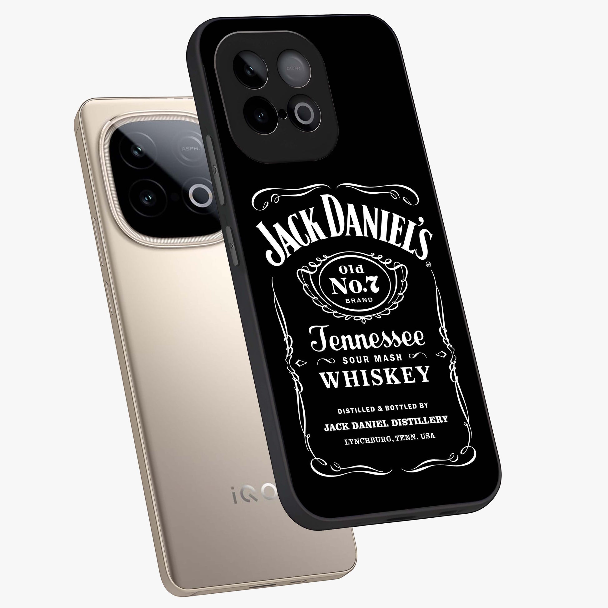 Vintage Whiskey Heritage Glass Case displayed in angled mockup highlighting retro beverage themed design with heritage aesthetic.