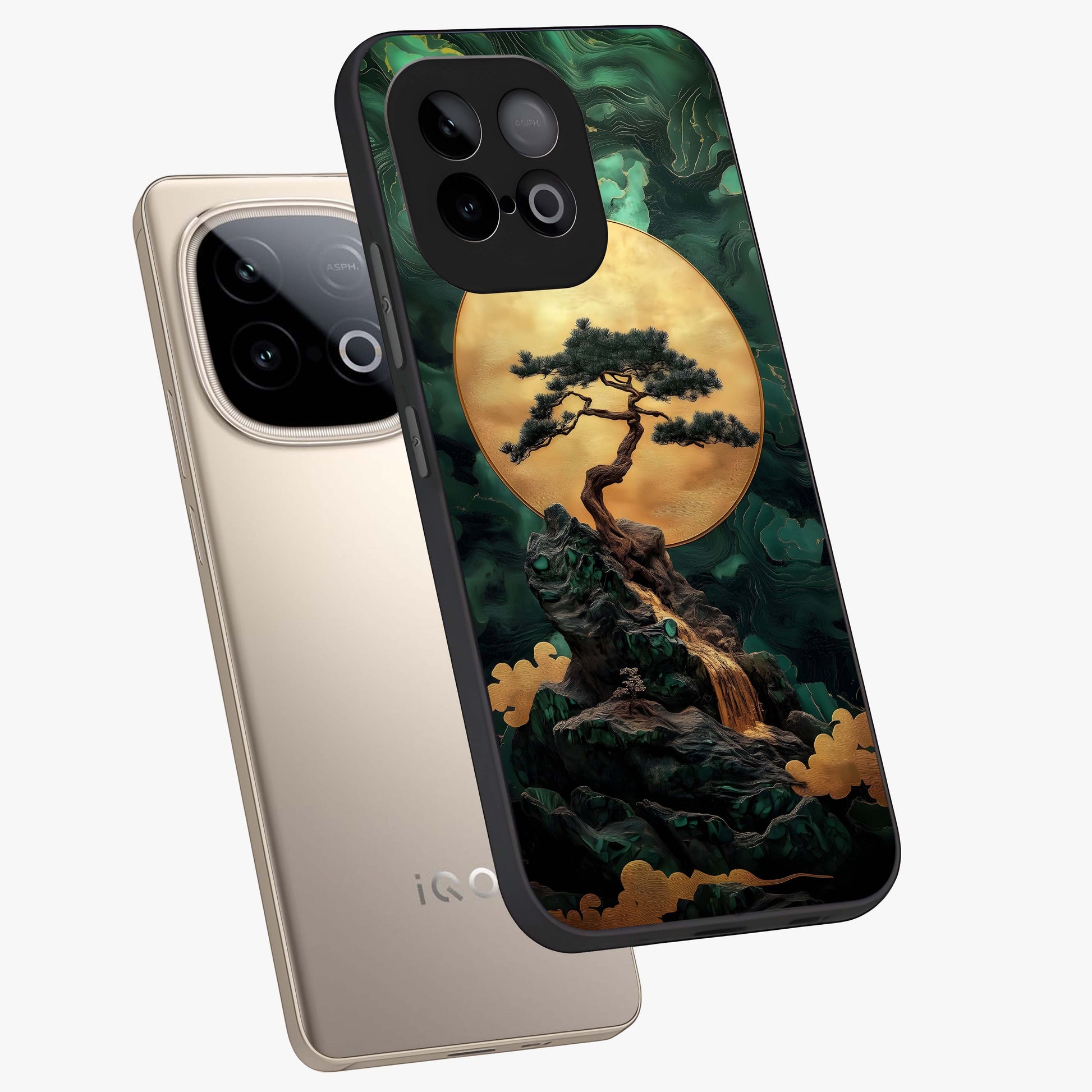 Zen Moon Rise Glass Case displayed in angled mockup highlighting peaceful lunar design with zen aesthetic style.