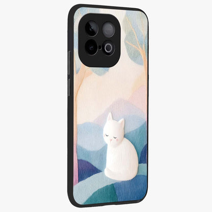 Cotton Dream Cat Glass Case upright view showcasing charming cat artwork with cozy dreamy theme.