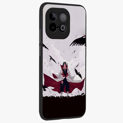 Crimson Crow Ascension Glass Case upright view showcasing dramatic crow artwork with bold gothic theme.