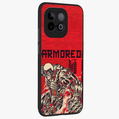 Crimson Mecha Titan Glass Case upright view showcasing dynamic robotic titan design with sci-fi inspired theme.