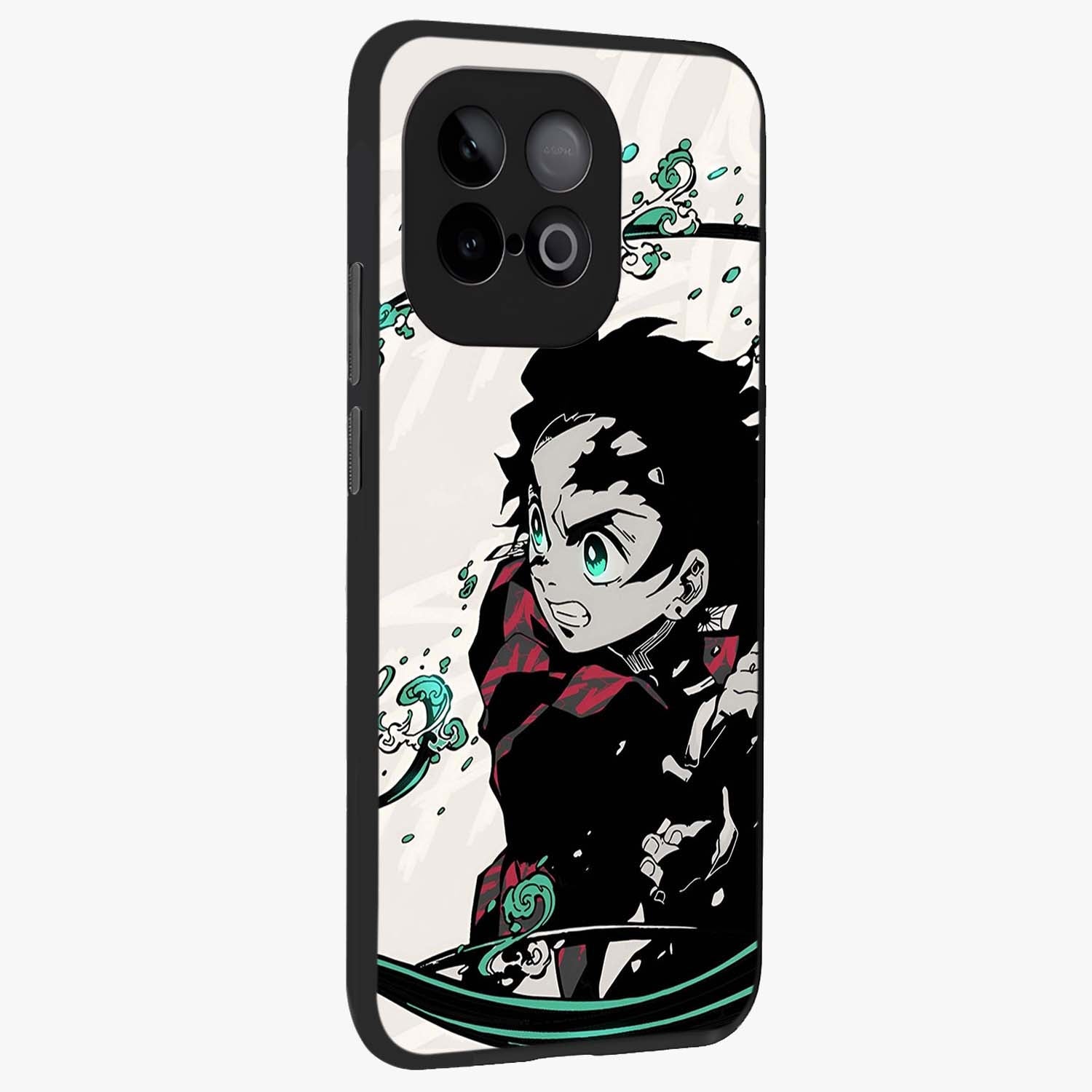Demon Slayer Glass Case upright view showcasing powerful anime artwork with intense warrior theme.