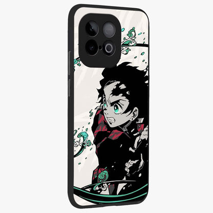 Demon Slayer Glass Case upright view showcasing powerful anime artwork with intense warrior theme.