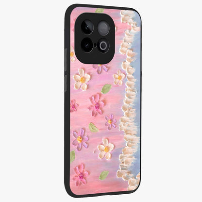 Dreamy Painted Garden Glass Case upright view showcasing vibrant floral garden artwork with artistic nature theme.