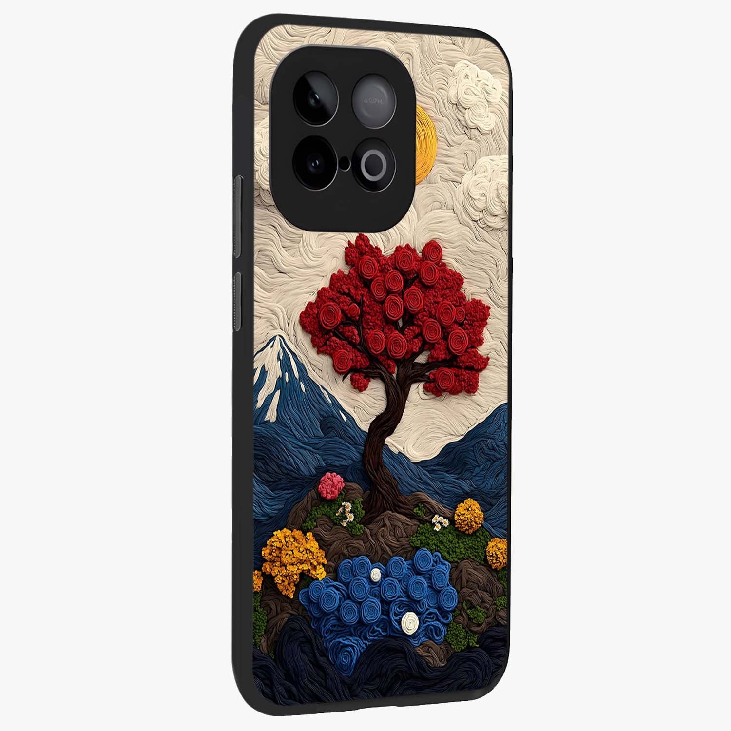 Eternal Nature Tapestry Glass Case upright view showcasing elegant nature tapestry design with decorative style.