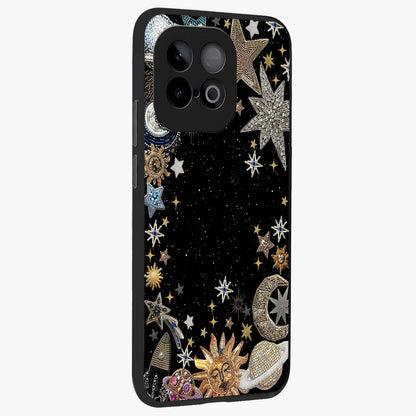 Galactic Jewel Stars Glass Case upright view showcasing glittering star jewel artwork with vibrant galaxy theme.