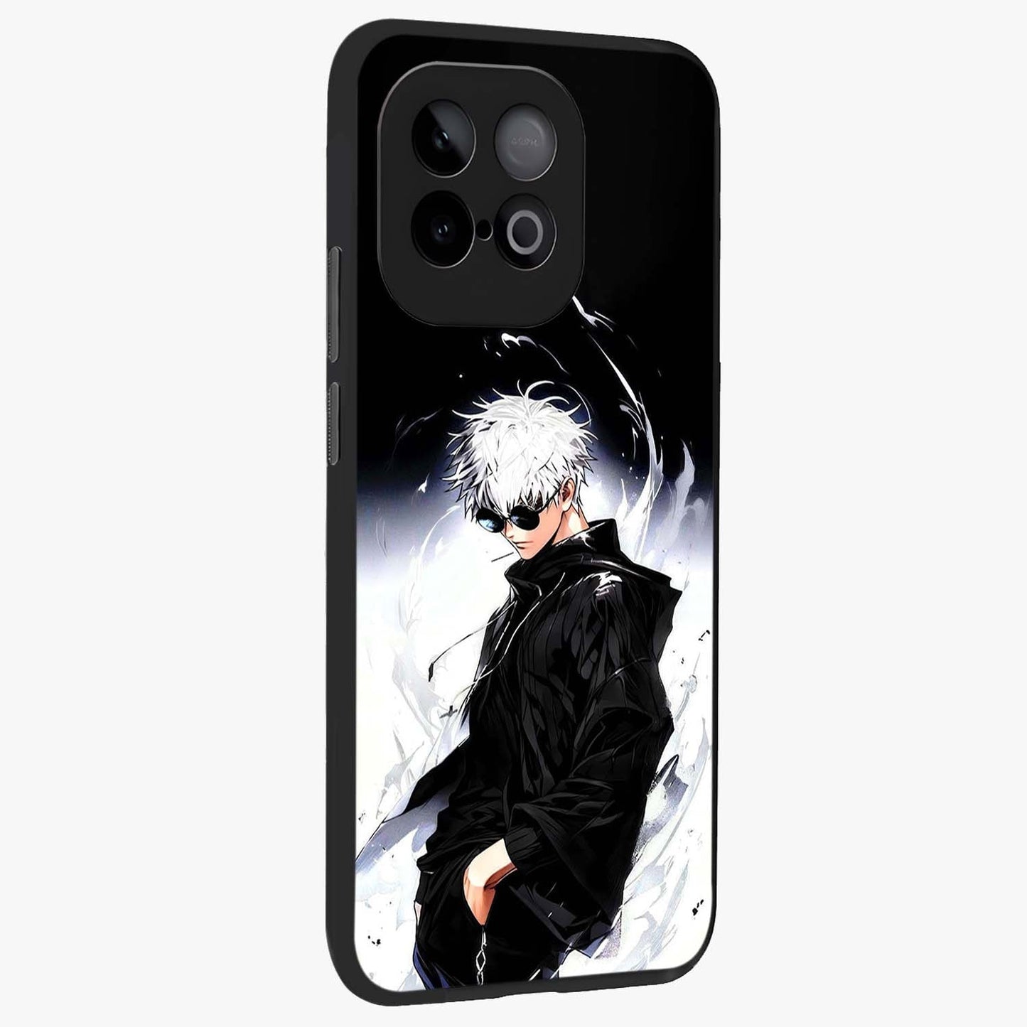 Limitless Shadow King Glass Case upright view showcasing bold shadow warrior artwork with epic fantasy theme.