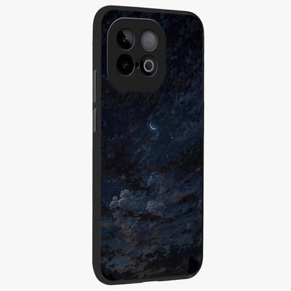 Lunar Veil Silence Glass Case upright view showcasing calm moon themed artwork with serene night atmosphere.