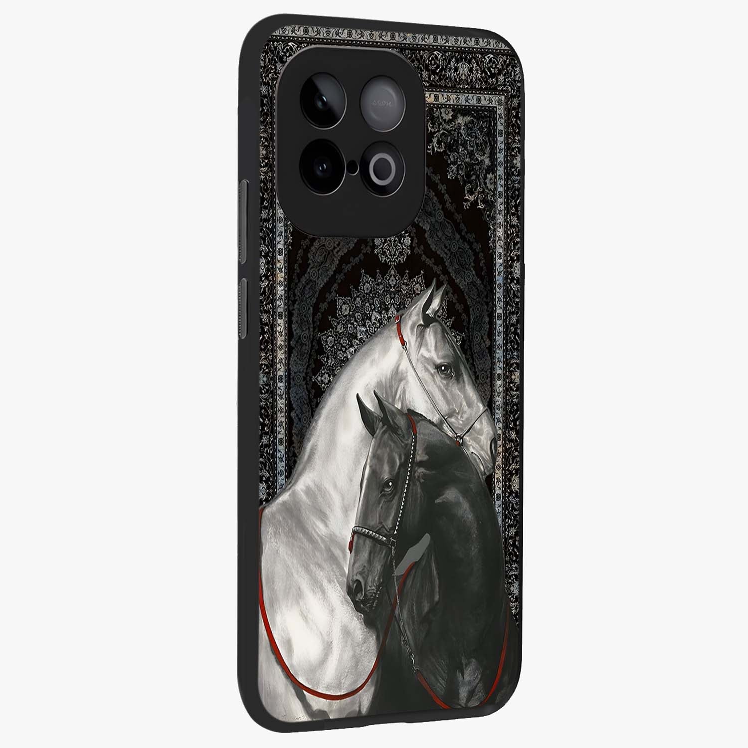 Majestic Ride Legacy Glass Case upright view showcasing dynamic ride inspired artwork with modern automotive theme.