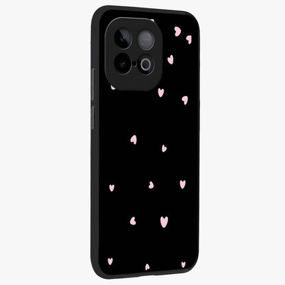 Pink Love Drops Glass Case upright view showcasing charming heart drop artwork with romantic playful theme.
