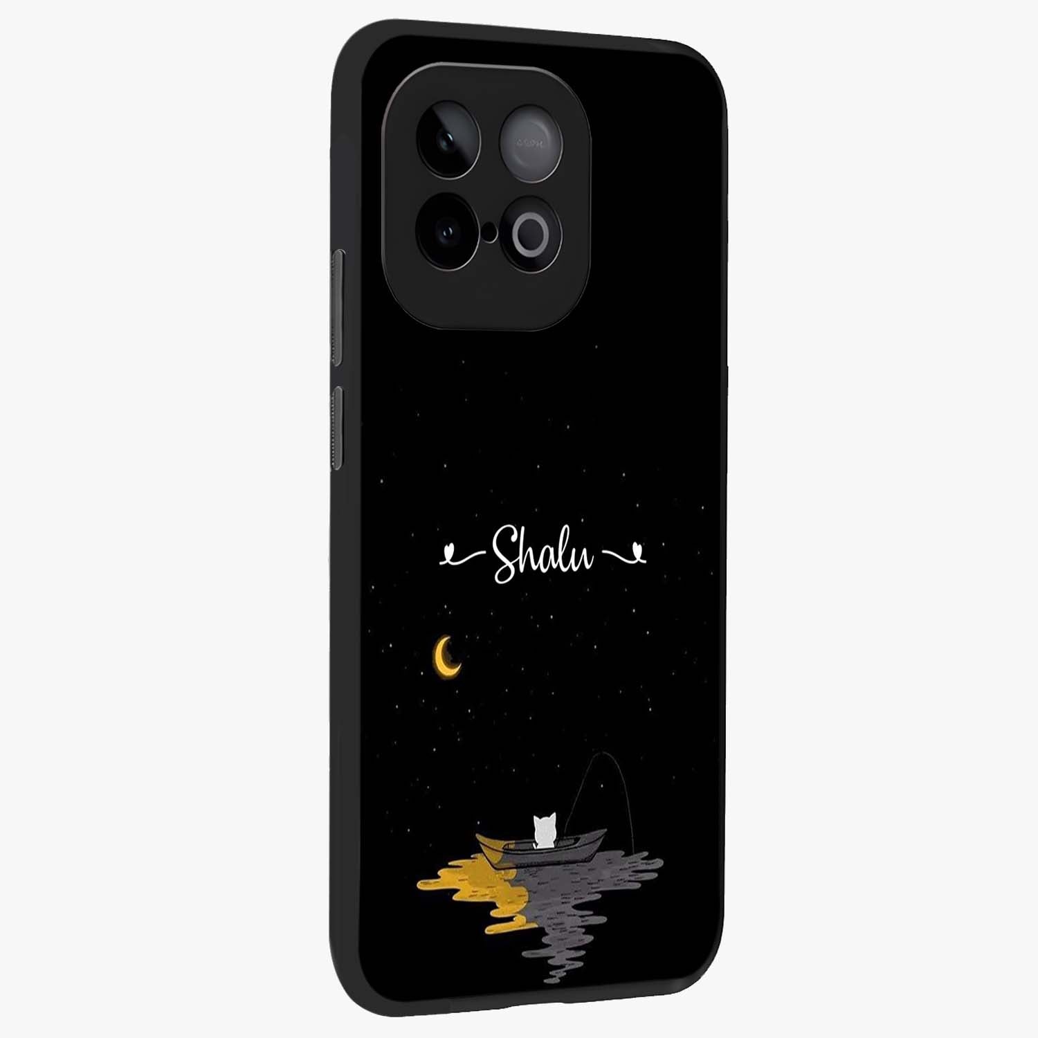 Silent Night Row Glass Case upright view showcasing tranquil night artwork with serene landscape theme.