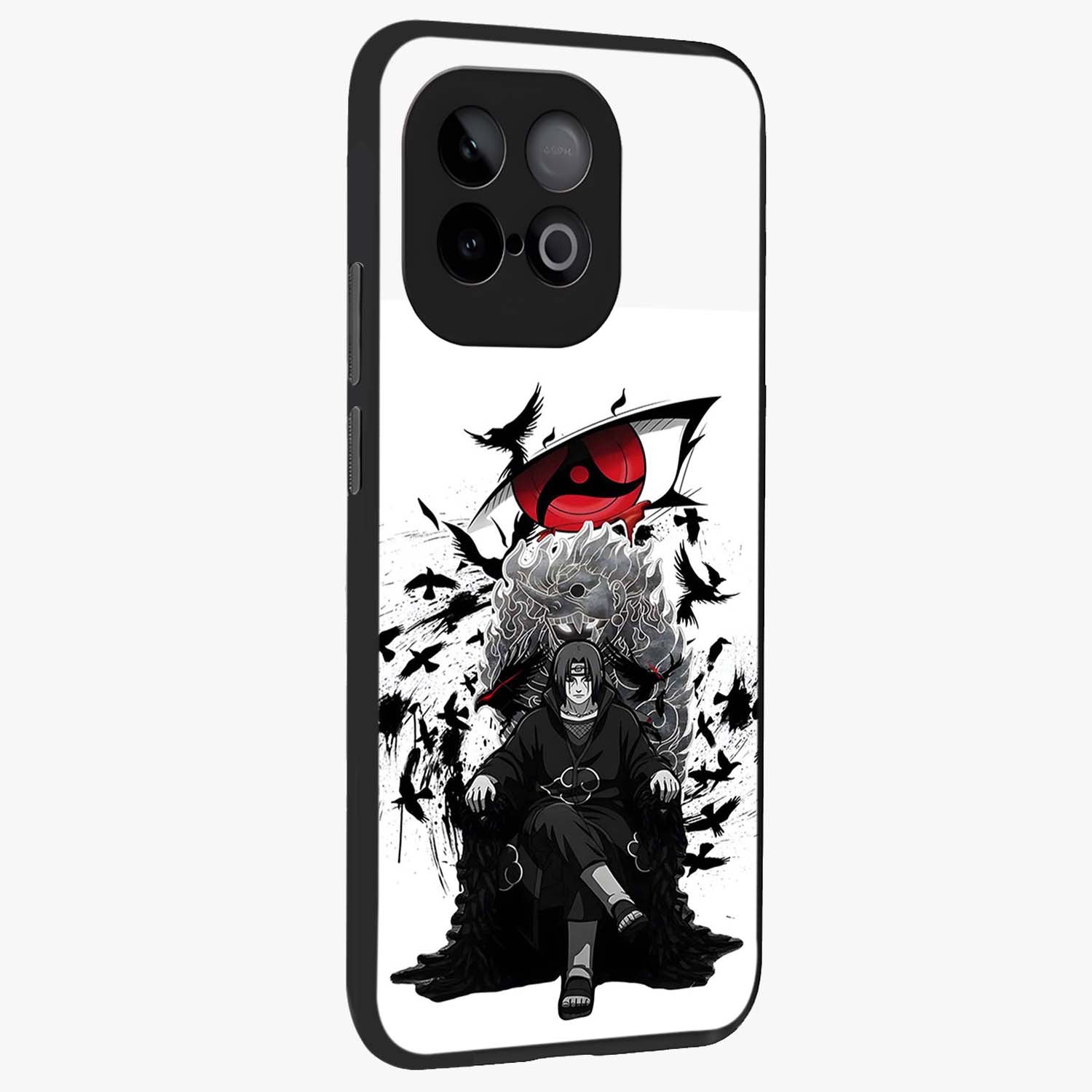 Uchiha Shadow Throne Glass Case upright view showcasing magical underwater galaxy artwork with vibrant cosmic theme.