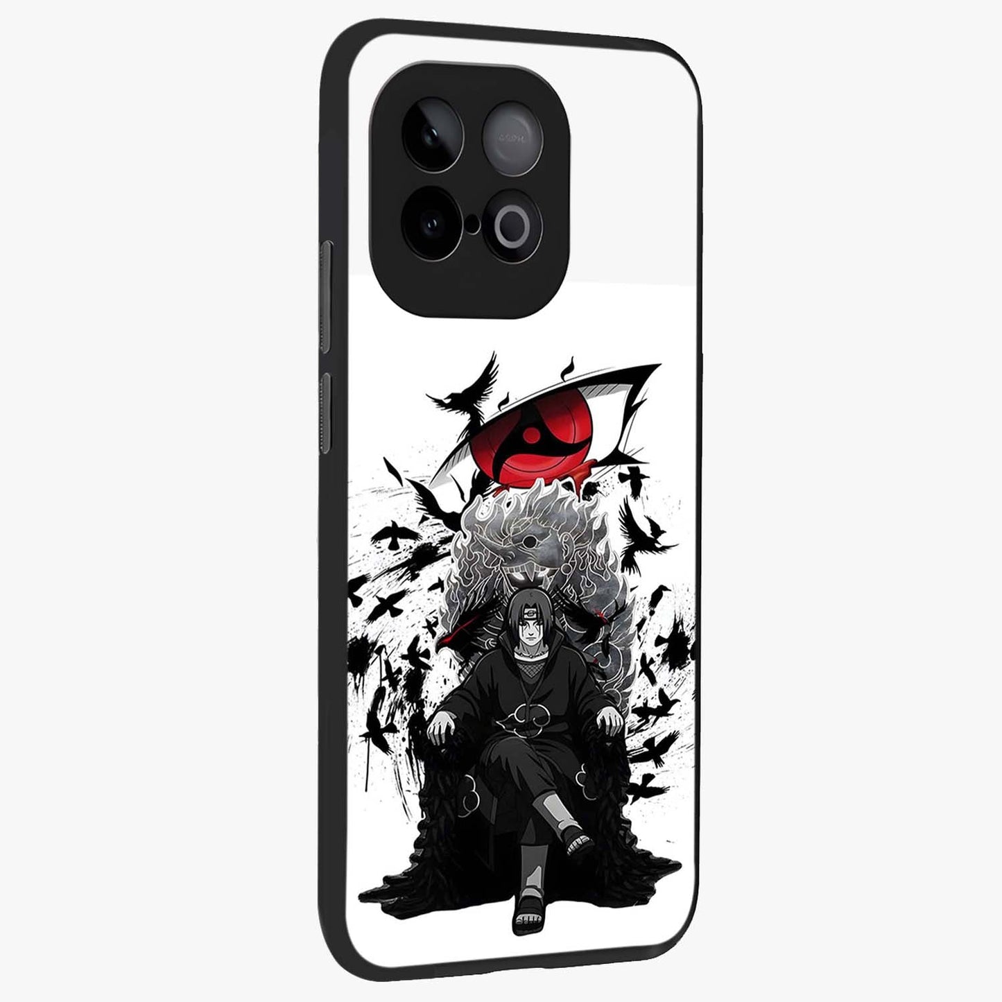 Uchiha Shadow Throne Glass Case upright view showcasing magical underwater galaxy artwork with vibrant cosmic theme.