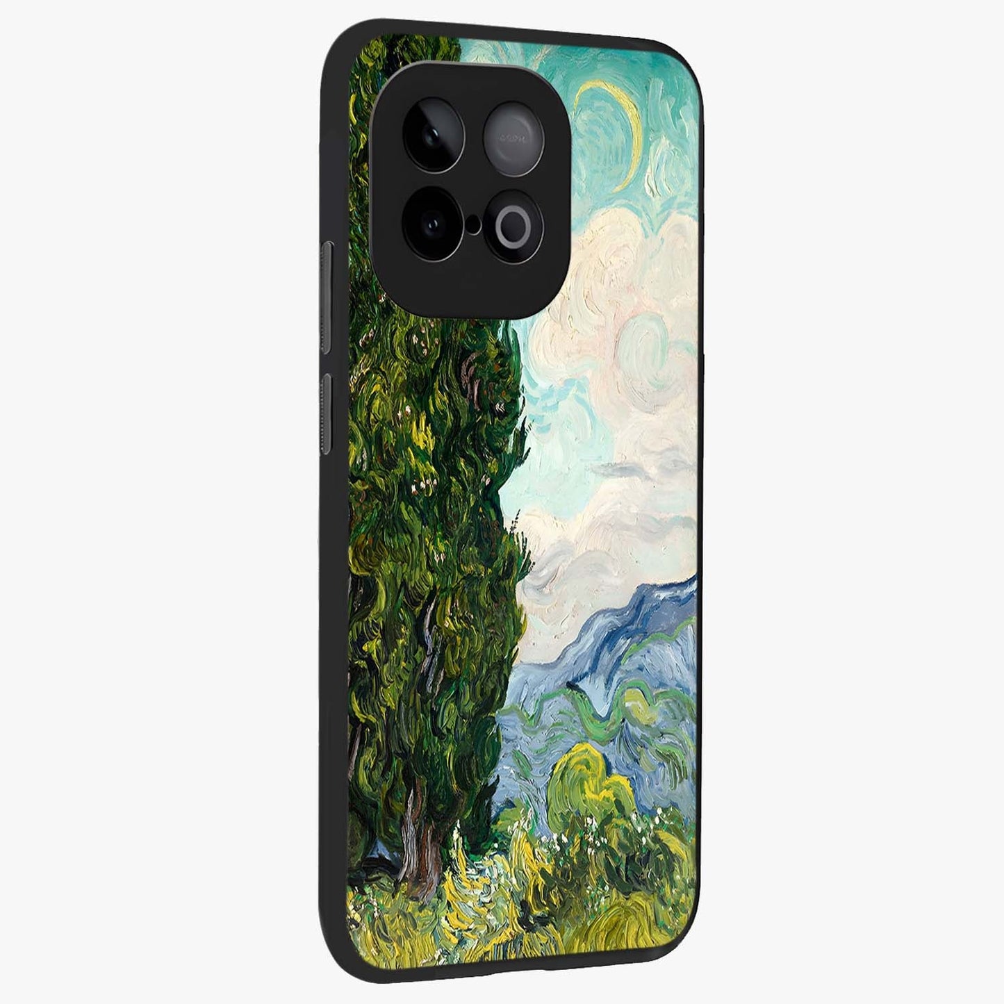 Van Gogh Vintage Art Glass Case upright view showcasing elegant vintage painting artwork with artistic heritage theme.